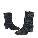 Internationally Blank Hype Black Crushed Velvet Velour Zip Heeled Boots Size 10 Photo 4