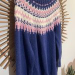 American Vintage VTG Hand Knit Women’s Fair Isle Women's Sweater Cozy Cabincore Cottagecore Blue Photo 4