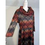 Robbie Bee Women's  Plaid Long Sleeve Dress XL Brown Orange Photo 1