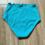 Aerie  Waffle Scalloped High Waisted Bikini Bottom Blue Size XS NWT Photo 6