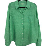 Lilly Pulitzer  Sea View Classic Linen Button Down Shirt Kelly Green Medium Photo 0