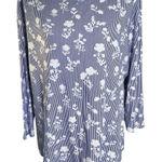 Charter Club 1X Blue White Stripe Floral Pima Cotton Boatneck Top Preppy Chic C Photo 0