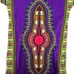 Purple Dashiki Maxi Dress Traditional African Tunic Vibrant Print Cotton NWT Size L Photo 2