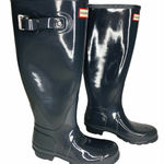 Hunter Original Tall Gloss Rain Boots Navy 5 NEW Photo 0