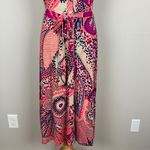 Tommy Bahama Dress Womens Small Pink Midi Sleeveless Belted Button Up Printed S Photo 3