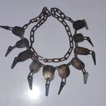 Vintage Brass Bib Necklace Etched Abstract Adjustable Chain Tribal Statement Photo 5