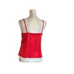 Y2K Vintage Red Lace Trim Sheer Solid Cami Tank Adjustable Strap S/M Love Photo 2
