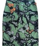 LuLaRoe  Cassie Green Butterfly Print Stretchy Comfortable Pencil Skirt Size XS Photo 0