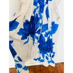 Natori White Blue Floral Collared Front Button Cinched Waist Andora Dress Size 8 Photo 7