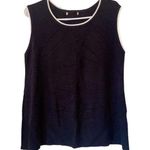 Sleeveless Sweater Top XL Soft Stretch Black with Creamy White Trim Photo 0