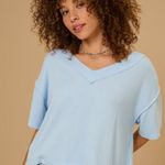 Altar'd State Blue Ribbed Boxy Tee Photo 0