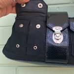 Forever 21 Black canvas shoulder bag with black and white stripe wide strap Photo 5