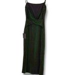 Lulus NWT  Black and Shiny Green Sparkly Midi Dress Size Small – Twist Back Photo 4