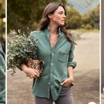 Frank & Eileen  - Eileen Relaxed Button Up Triple Fleece in Rosemary Photo 1