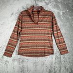 Woolrich  Shirt Womens Medium Orange Brown‎ Southwestern Aztec 1/4 Zip Sweater Photo 2