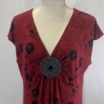 Apt. 9 Floral Maroon and Black Midi Dress Size XL NWT Photo 1