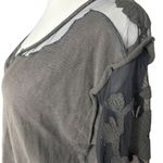 Free People New Romantics Women's Boho Gray Lace Floral Blouse Size M 3/4 Sleeve Size M Photo 1