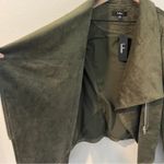 Lulus  Wild at Heart Olive Green Vegan‎ Suede Moto Jacket NWT Size S Photo 2