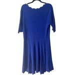 Eliza J Cobalt Blue Scalloped Hem Fit & Flare Knitted Sweater Dress Sz Large Photo 2