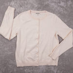 Boden Button Up Cardigan Women's Medium Ivory Long Sleeve Crochet Trim Preppy Photo 0