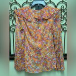 Free People Nina long sleeve sheer chiffon floral ruffle top with raw edges Photo 6