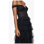 Blondie Nites "Charlotte" Long Mesh Off the Shoulder Ruffle Skirt Dress Size 13 Photo 5