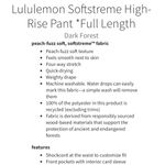 Lululemon Dark Forest Softstreme High Rise Full Length Soft Pants Size 14 Photo 15