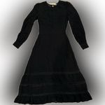 Reformation NWOT Valerie Tiered Midi Dress in Black Puff Sleeves Lace sz 2 Photo 2