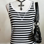 Faded Glory Black Striped Tank Top Vintage Y2K 2000s Casual Streetwear Indie Sleaze‎ Medium Photo 0