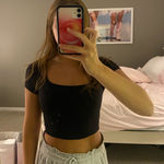 Aerie Offline Black Capsleeve Crop Tee Photo 0