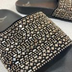 Report black rhinestone studded slides ladies 6.5 rubber sole slip on sandal Photo 2