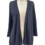 Kate Spade Black Scallop Trim Cotton Cashmere Cardigan Sweater Size Large Photo 0