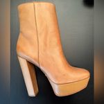 Schutz Camel Leather Platform Heeled Boots Photo 1