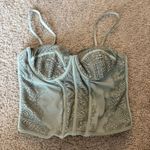 Garage  Green Lace Corset Crop Top Photo 0
