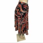 Mix Nouveau Paisley Peasant Midi Skirt‎ Bow Waist Elastic Boho Black Medium Black Photo 4