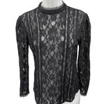Reformation Kruger Black Floral Lace Long Sleeve Mock Neck Sheer Blouse Top Sz S Photo 0