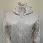 Divided  woman white puffy snow ski suit size small zip up hooded Photo 2