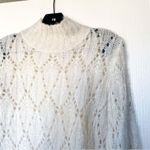 Reformation Sweater Lexi Fluffy Fuzzy Pointelle Alpaca Open Knit Ivory XS GUC Photo 4