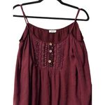 Tobi  M Cold Shoulder Lace Trim Blouse Maroon Flare Sleeve Boho Coquette Romantic Photo 11