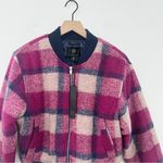 House Of Harlow 1960 Women's Plaid Wool Blend Quilted Lined Bomber Jacket Medium Pink Photo 2