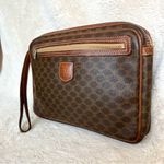 CELINE Brown Macadam Vintage Wristlet Clutch Pouch Photo 1