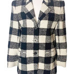 The Limited VINTAGE  wool blend structured shoulder buffalo plaid blazer sz M Photo 0