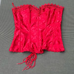 Frederick's of Hollywood Strapless Fredericks‎ Of Hollywood Corset Size 36 Lace Up Cincher Red Burlesque Photo 0