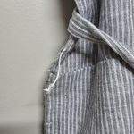 Everlane  Women's Linen Jumpsuit Sz 14 Gray White Stripe Tie Waist Sleeveless NWT Photo 4