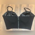 Bebe  Black Satin Zip-Up Top Photo 1