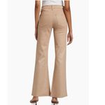 Paige  Leenah Coated Metallic Shimmer High Rise Wide Leg Jeans Latte Tan Size 32 Photo 1