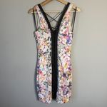 Bebe Vintage  Y2K Lace Up Bodycon Mini Dress Women's Small Multicolor Floral Photo 7