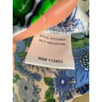 Sugar Lips Floral Print V Neck Puff Sleeve Blouse Top Womens XS Blue Green White Photo 2