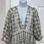 Free People  Time Out Babydoll Tunic Cotton Ivory grey combo size SP Photo 3