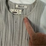Madewell NWT Signature Shimmer Knit Cutaway Sweater Tank Silver Size S Ribbed Photo 2